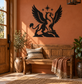 Vinyl wall decal of a black griffin with spread wings and star accents