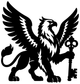 Vinyl decal close-up: black winged griffin gripping a key, bold silhouette