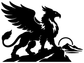 Black griffin side-profile vinyl decal with wings and raised tail