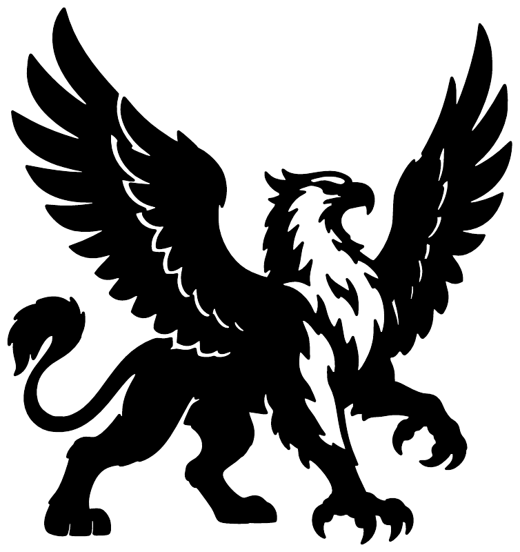 Winged griffin vinyl decal sticker, black silhouette