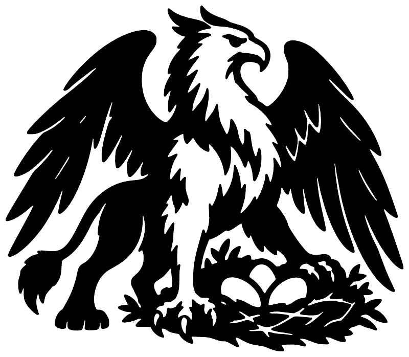 Griffin vinyl decal with black and white eagle-like bird silhouette