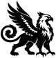Black griffin vinyl decal with spiral tail and spread wings