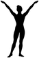 Black gymnastics salute vinyl decal with standing gymnast silhouette arms up