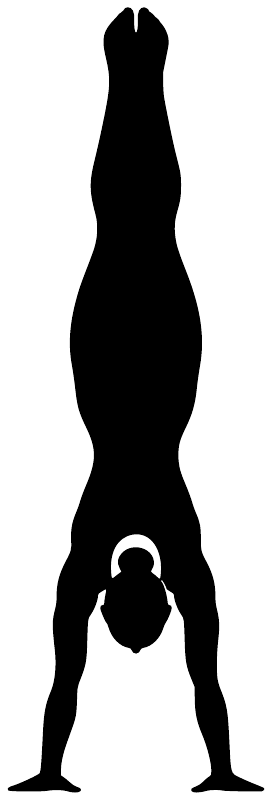 Black gymnastics handstand line vinyl decal, inverted handstand gymnast silhouette.