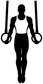 Gymnastics ring support vinyl decal with black silhouette and ring handles