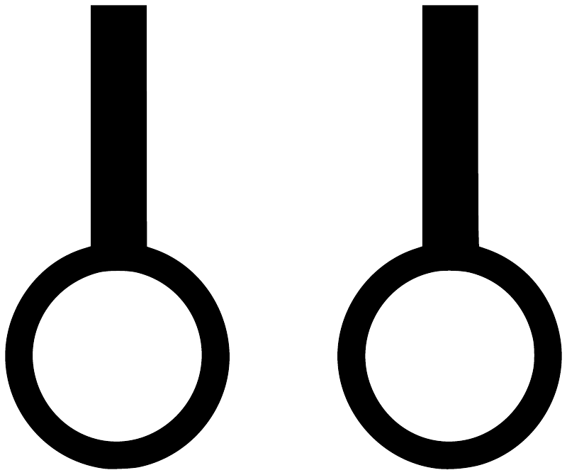 Pair of black gymnastics rings vinyl decal with top bars