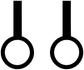 Pair of black gymnastics rings vinyl decal with top bars