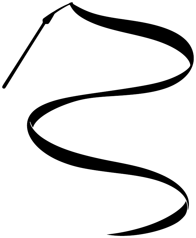Gymnastics ribbon sweep vinyl decal featuring a bold black curved ribbon graphic