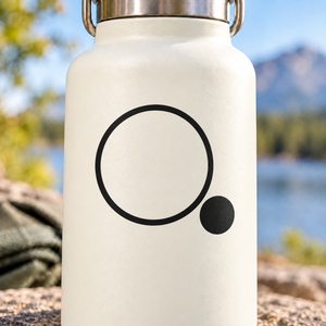 Gymnastics hoop and ball vinyl decal with black circle and small black ball