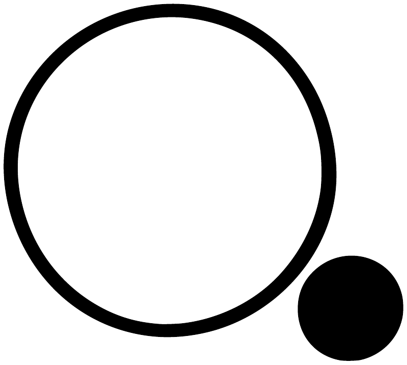 Gymnastics hoop and ball decal graphic: large black hoop ring and black ball