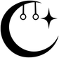 Close-up moon gymnastics rings vinyl decal with two hanging rings and a sparkle star