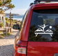 Gymnastics vinyl decal of gymnast on balance beam with mountains and sun