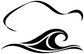 Black-and-white ribbon gymnast decal with curled wave and eye motif