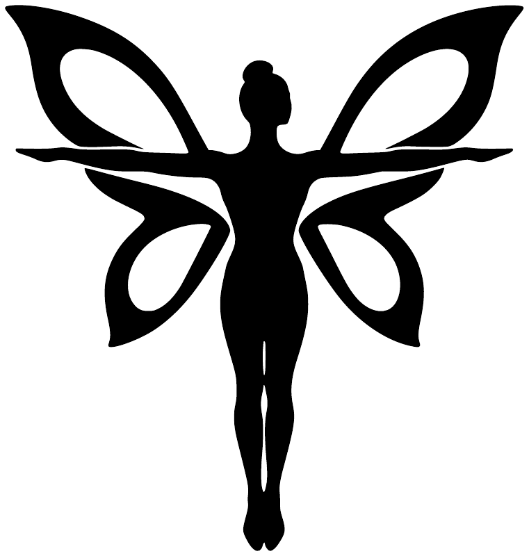 Black gymnast butterfly vinyl decal silhouette with wing-like flourishes