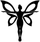 Black gymnast butterfly vinyl decal silhouette with wing-like flourishes