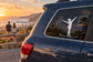 Car window vinyl decal with black gymnast silhouette jumping