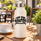 White water bottle with black “Find Your Balance Every Day” vinyl decal