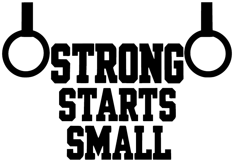 Black “Strong Starts Small” vinyl decal with two circle icons