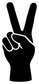 Black peace hand vinyl decal with V sign gesture, solid fill