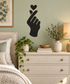 Black finger heart vinyl decal shaped like a hand with a heart on two fingers