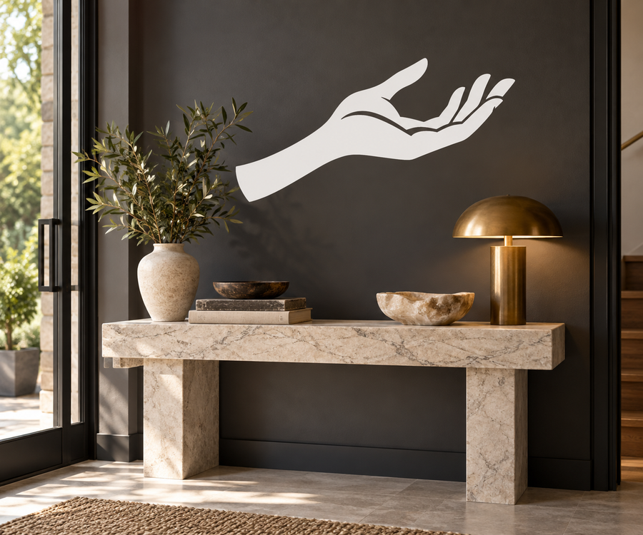 White open helping hand vinyl decal with open book design