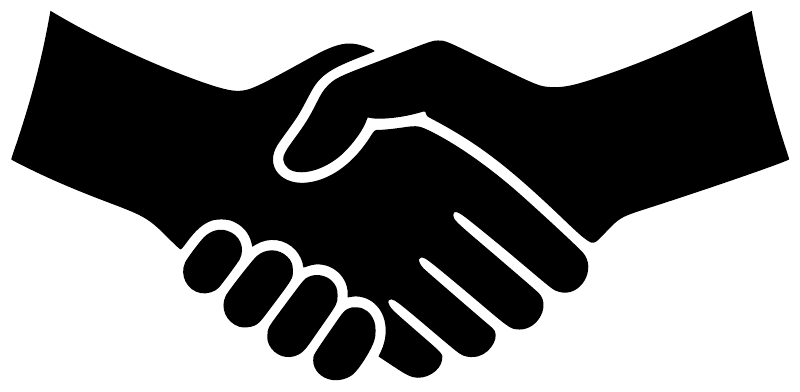 Handshake vinyl decal close-up: white handshake on black background