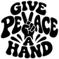 Close-up black vinyl decal text 'Give Peace a Hand' with small hand icon
