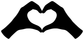 Heart-hands silhouette vinyl decal: black hands with white heart cutout