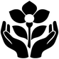 Hands holding flower vinyl decal in black with white circular center