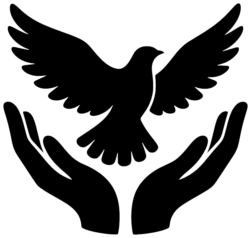 Close-up black bird silhouette with open hands vinyl decal
