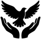 Close-up black bird silhouette with open hands vinyl decal