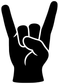 Rock hand gesture vinyl decal, close-up black hand silhouette with white outline
