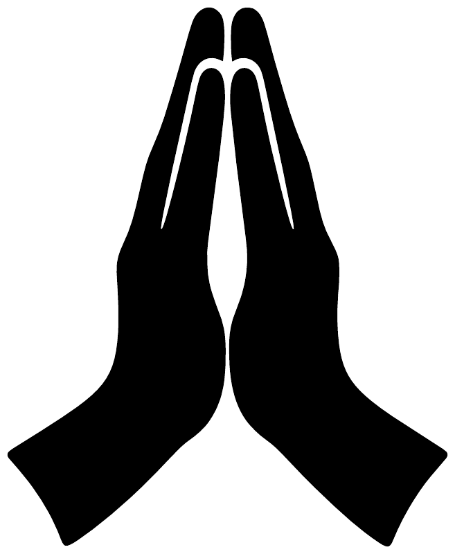 Black hands in prayer silhouette vinyl decal, close-up of praying hands