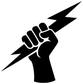 Black hand gesture with lightning bolt vinyl decal on white background
