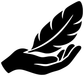 Black hand and feather vinyl decal silhouette, close-up