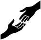 Black silhouette hands vinyl decal, close-up of overlapping hand shapes