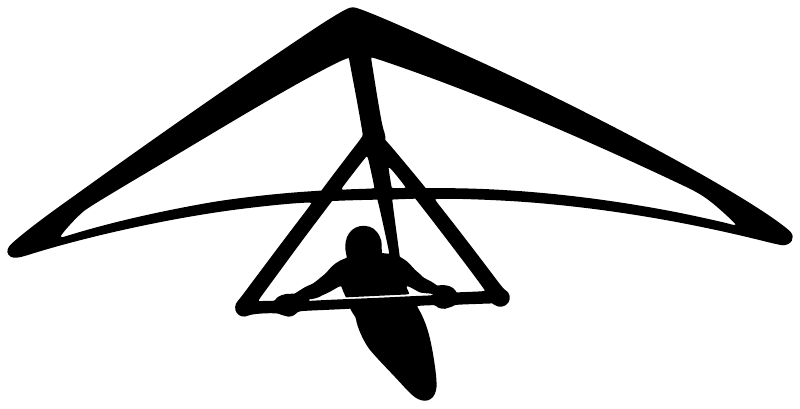 Hang gliding vinyl decal icon in black on white background