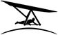 Black hang gliding horizon vinyl decal close-up with swooping wing and curved line