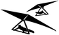 Hang gliding twin-wing vinyl decal graphic, black and white glider silhouettes