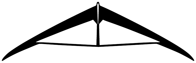 Hang gliding wing vinyl decal with black wing silhouette and center vertical tip