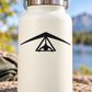 Black hang-gliding control triangle vinyl decal on white surface with control icon