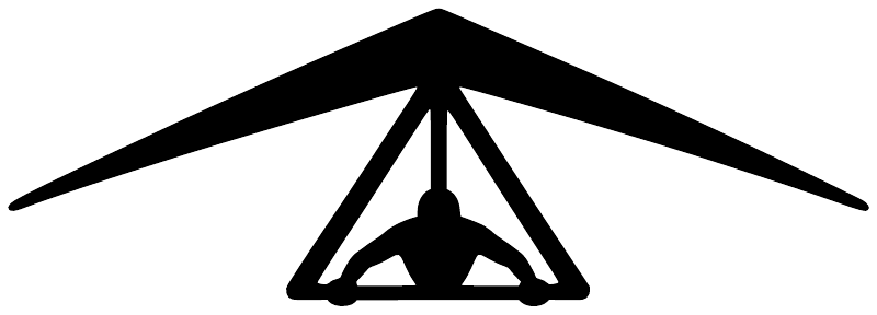 Black hang-gliding control triangle vinyl decal with control icon