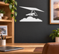 Hang gliding cloud vinyl decal with white glider over cloud shapes