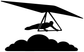 Hang gliding cloud vinyl decal with black glider over large cloud silhouettes