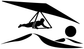 Black hang gliding decal graphic with canopy, pilot silhouette, and circular element