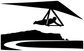 Hang gliding island air vinyl decal in black with hang glider and island silhouette