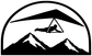 Hang gliding alpine window vinyl decal logo with hang glider and mountain silhouettes, black and white