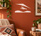 Hang gliding vinyl decal, white silhouette of hang glider and rider with swoosh