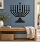 Black nine-light Hanukkah menorah vinyl decal with candle silhouettes