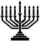 Black menorah decal with nine candles and base, bold flat silhouette